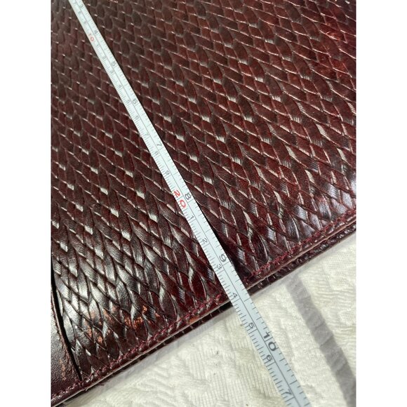 Leather Portfolio Cover Majora Full Grain Cognac Burgundy With Textured Design 1 - Picture 6 of 7